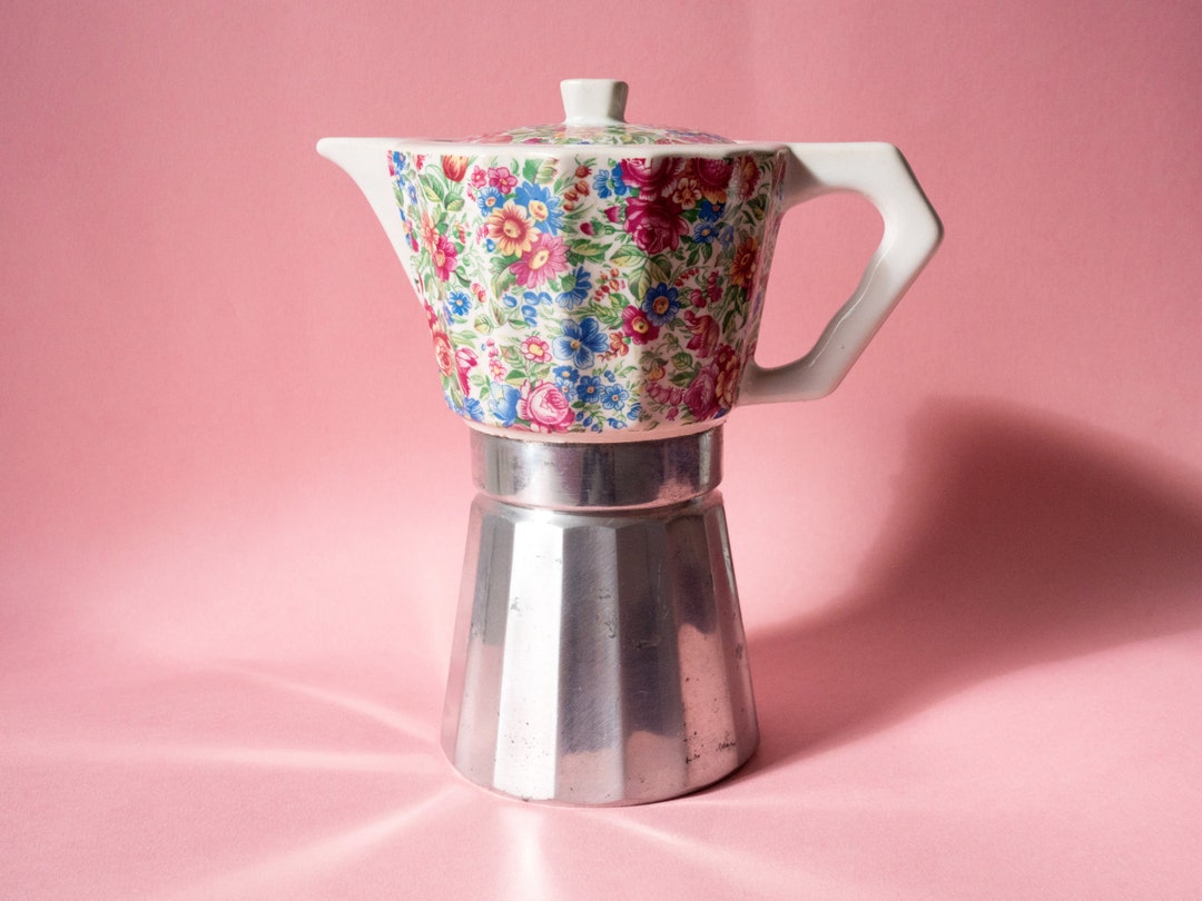 Vintage Coffee Maker With Flowers Art Ceramic Pot Collectible Etsy