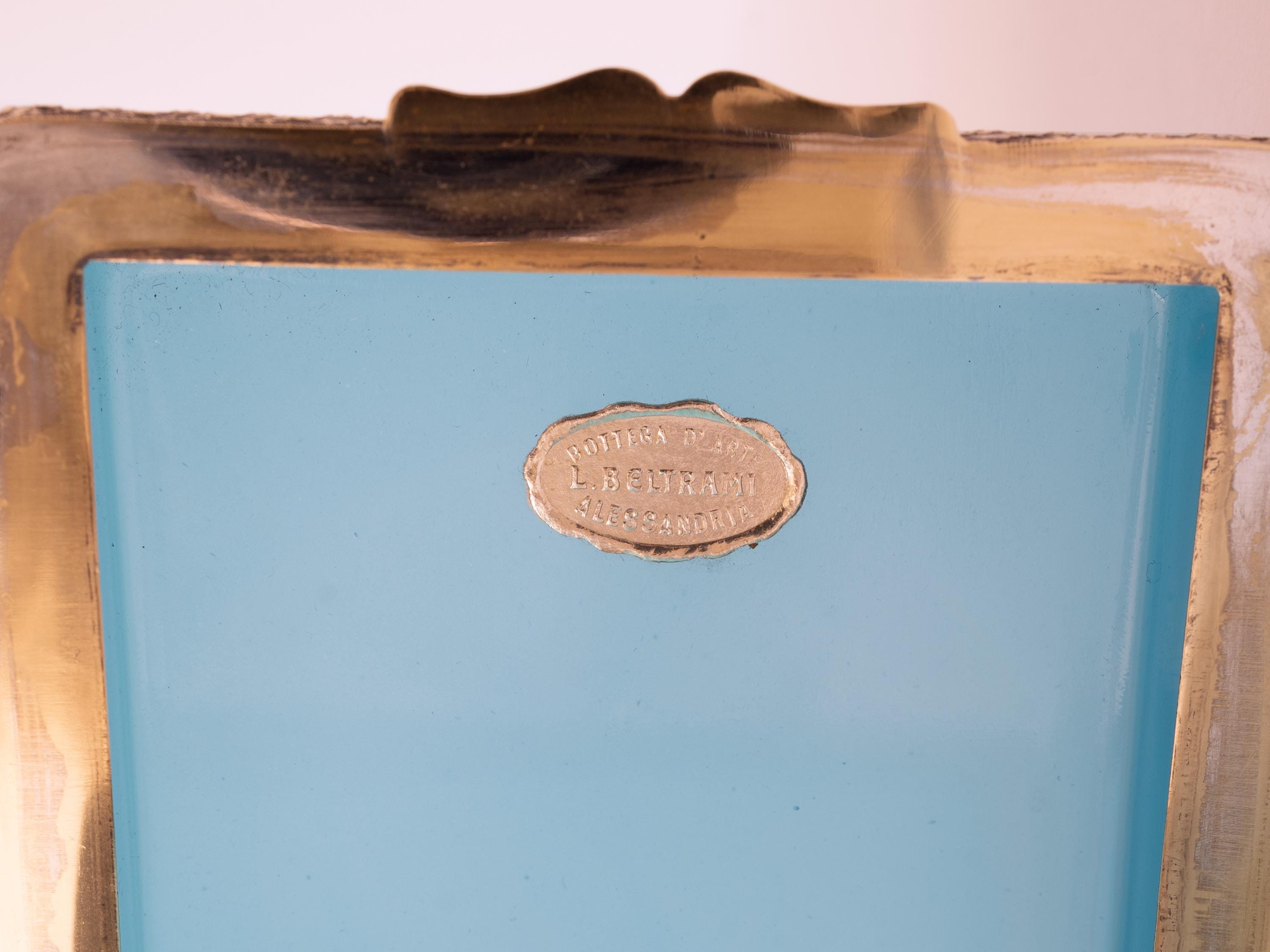 Murano Blue Turquoise Opaline Glass Square Trinket Box With Gold