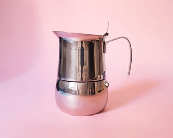 Vintage GB Guido Bergna italienische Edelstahl-Mokakanne, kleine 2-Tassen-Espressokanne im italienischen Modernismus