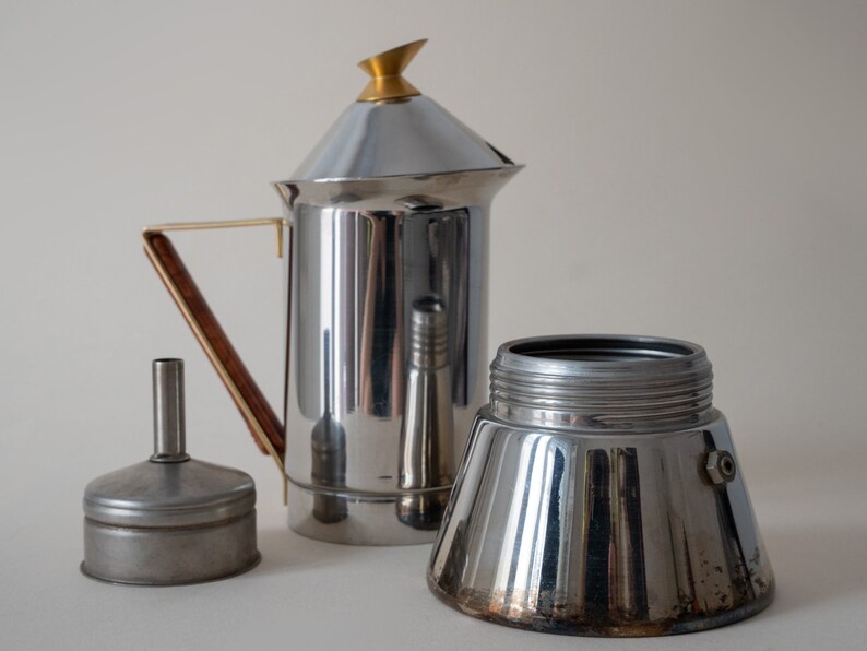Vintage GAT INOX Style Regina Coffee Maker, Collectible Guilded Espresso Maker Stovetop Moka Pot