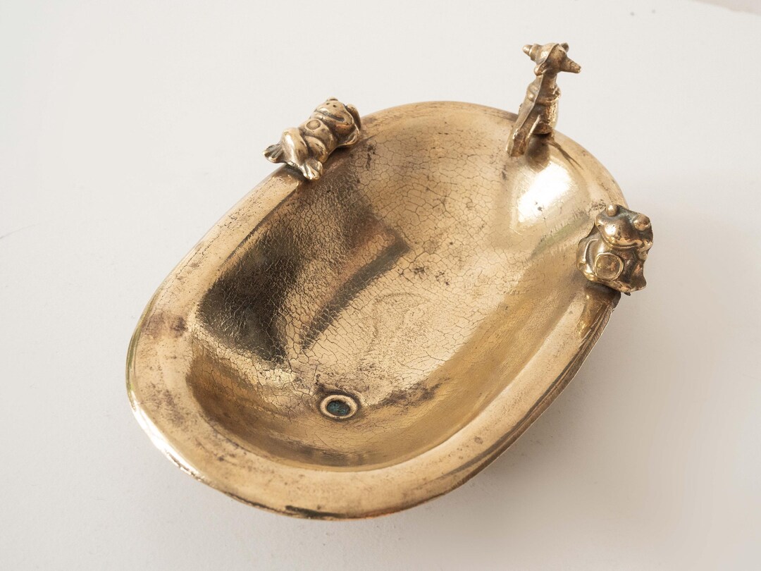 Vintage Brass Bathtub Soap Dish, 40s 50s Solid Brass Metal Tub Desktop ...