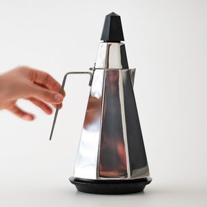 Fratelli Calderoni Pyramid Coffee maker, Vintage Stovetop Designer Moka Pot Made in Italy, Minimalist Mid-Century Modern Espresso Maker