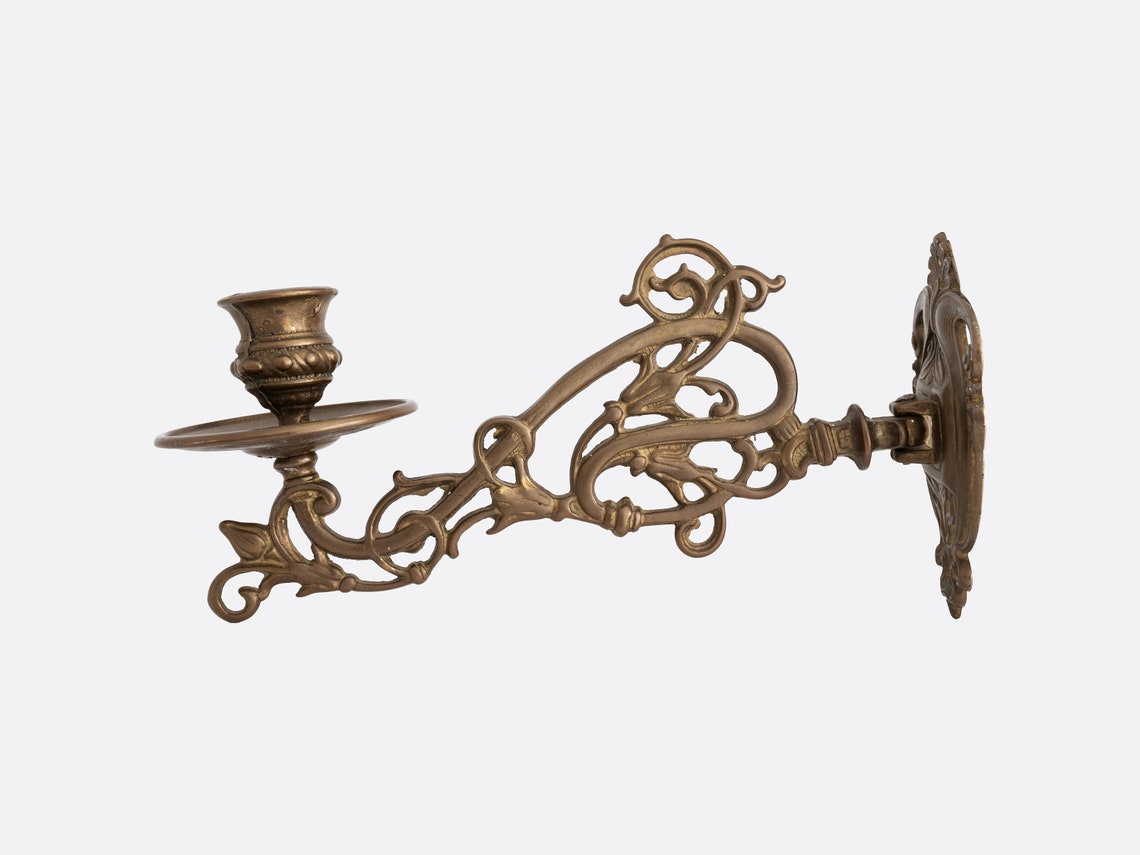 Vintage Solid Brass Piano Candle Holder, Antique Style Art Nouveau Candle Wall Sconce, Festive