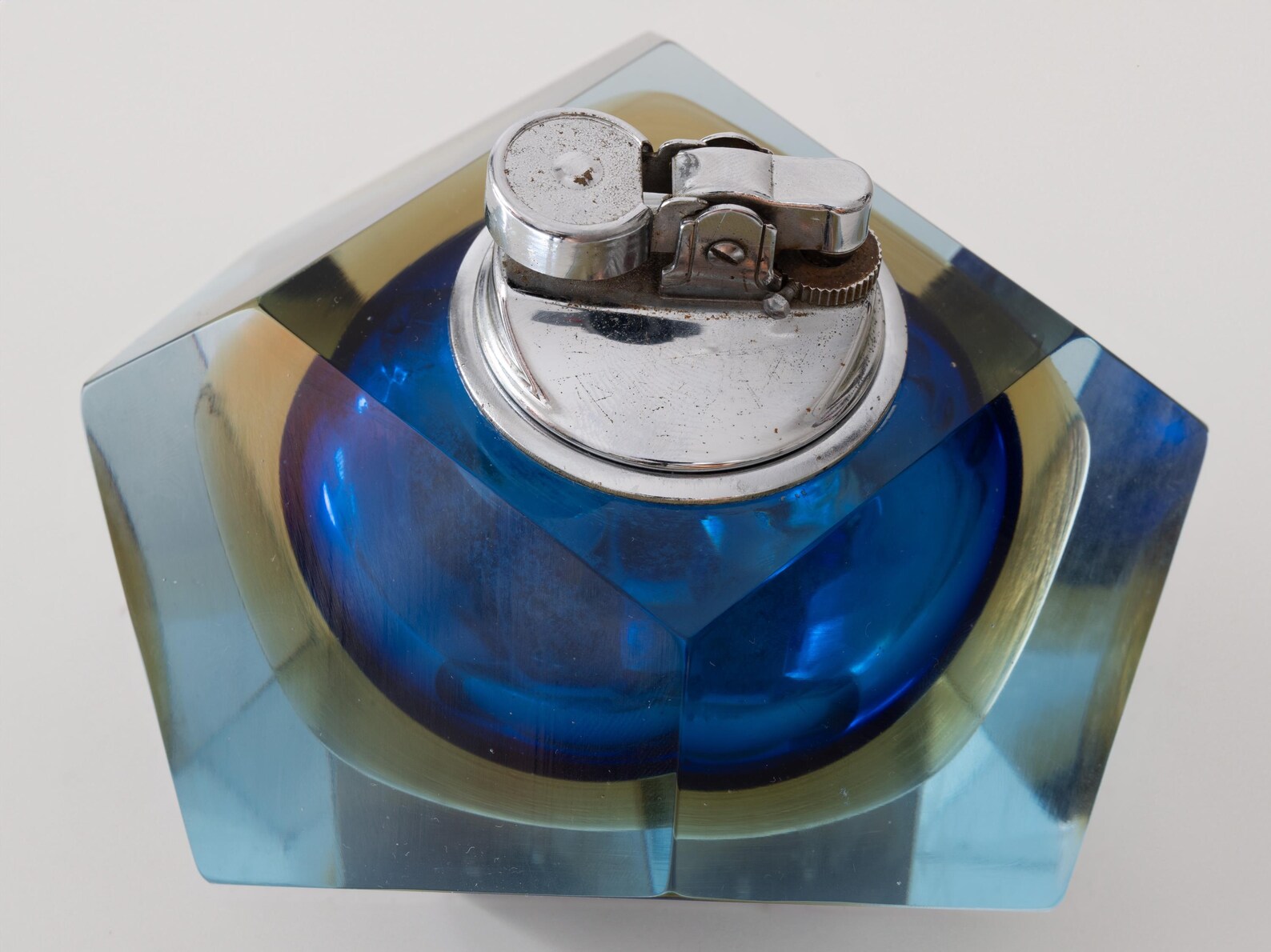Vintage Murano Table Lighter, Italian Mid-century Modern Faceted ...