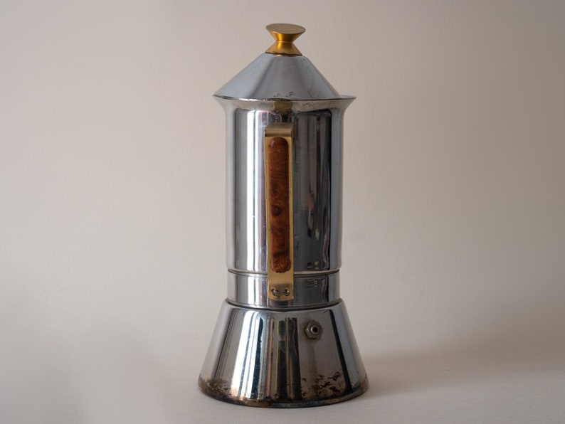 Vintage GAT INOX Style Regina Coffee Maker, Collectible Guilded Espresso Maker Stovetop Moka Pot