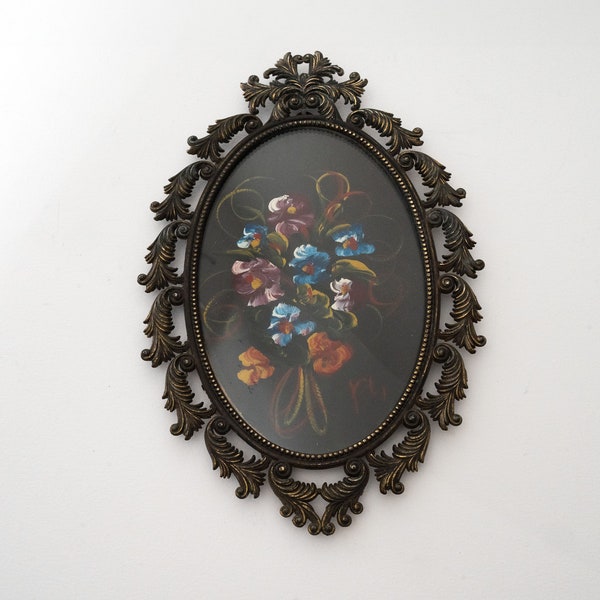 Antique Oval Picture Frame Curved Glass Etsy