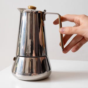 Vintage 6 Cups GB Siesta Italian Moka Pot, Guido Bergna Collectible Mid Century Modern Espresso Stovetop Coffee Maker Made in Italy