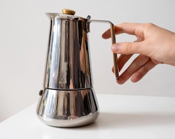Vintage GB Siesta Moka-Kanne für 6 Tassen, Guido Bergna Sammlerstück, Espressokocher im Mid-Century-Modern-Stil, hergestellt in Italien