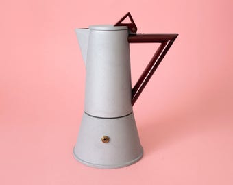 Ettore Sottsass Lagostina Grey Moka Pot, Memphis Design Mid-Century Modern Stovetop Espresso Coffee Maker, Gift For Coffee Lovers