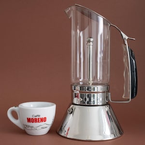 Vintage Inoxpran Bellavista FlashDue Coffee Maker, Collectible Transparent Espresso Stovetop Moka Pot Made in Italy, Gift for Coffee Lovers