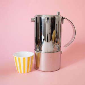 Vintage Carlo Giannini Cabiria Moka Pot, 6 Cups Italian Stainless Steel Coffee Maker