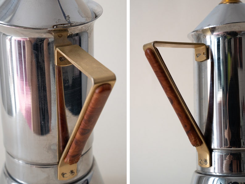 Vintage GAT INOX Style Regina Coffee Maker, Collectible Guilded Espresso Maker Stovetop Moka Pot