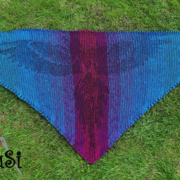 Illusionsstricken bunte Stricktücher/Stola - liebevoll von Hand gestrickt, Papagei, parrot, optische Täuschung