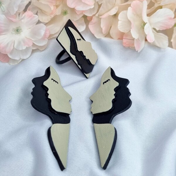 Sofia 3D Printed Earrings and Ring Set