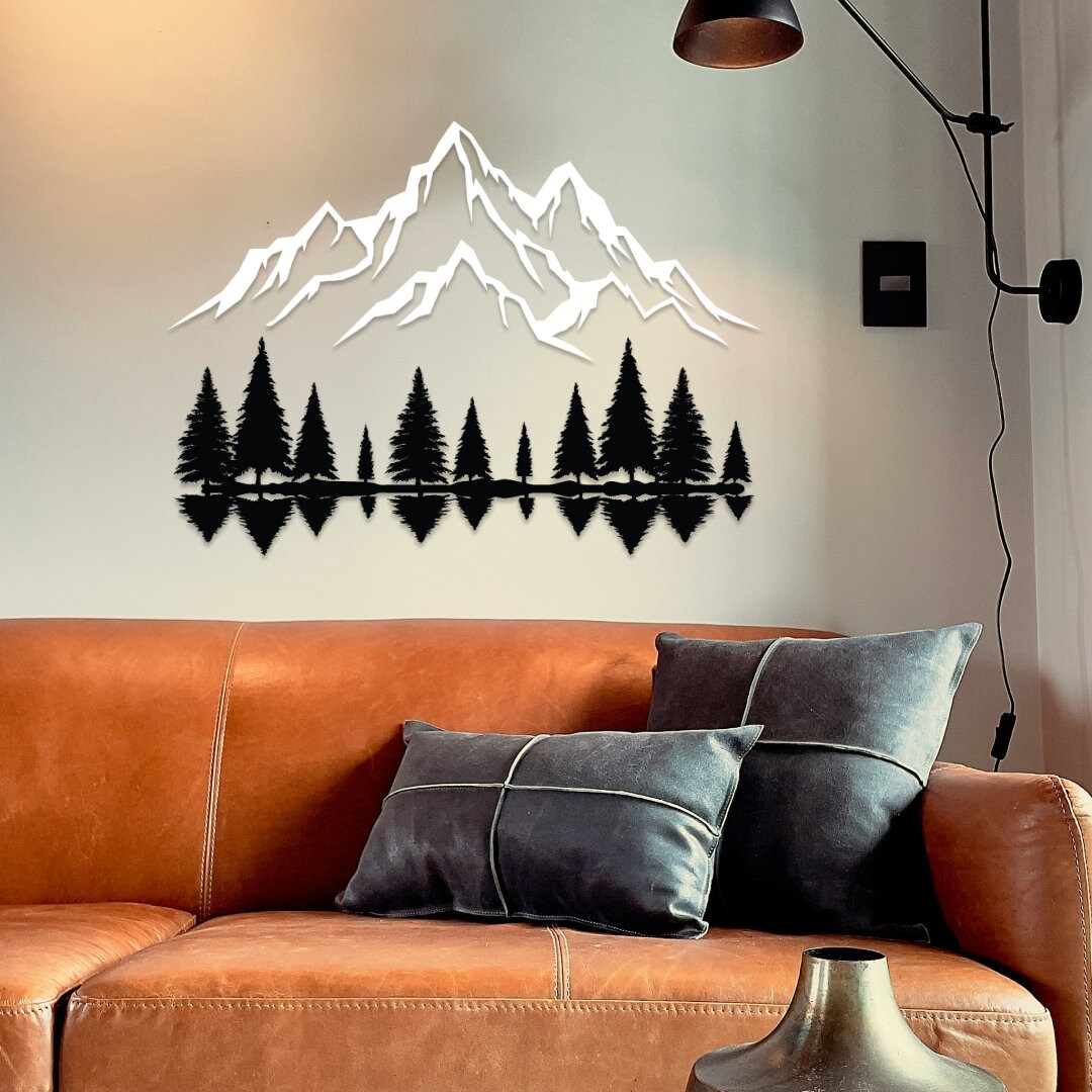 Mountain Wall Art, Metal Wall Art, Mountain and Forest Wall Art ...