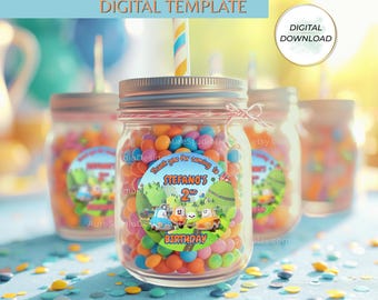 Go Go Cory Carson Favor Stickers Template | Editable Canva 2 Inch Party Stickers | Birthday Labels | Instant Download