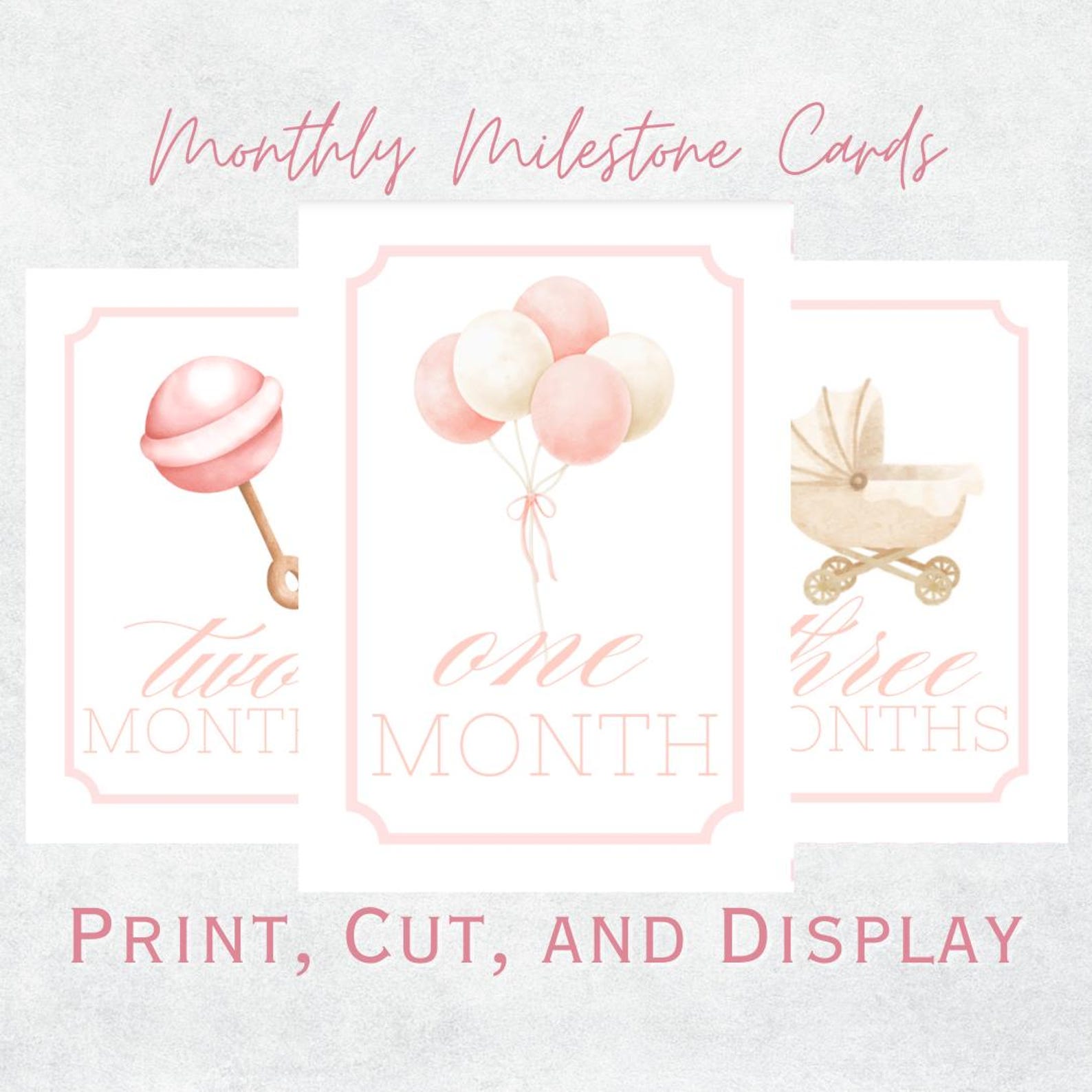 Baby Girl Printable Monthly Milestone Cards - Instant Download ...