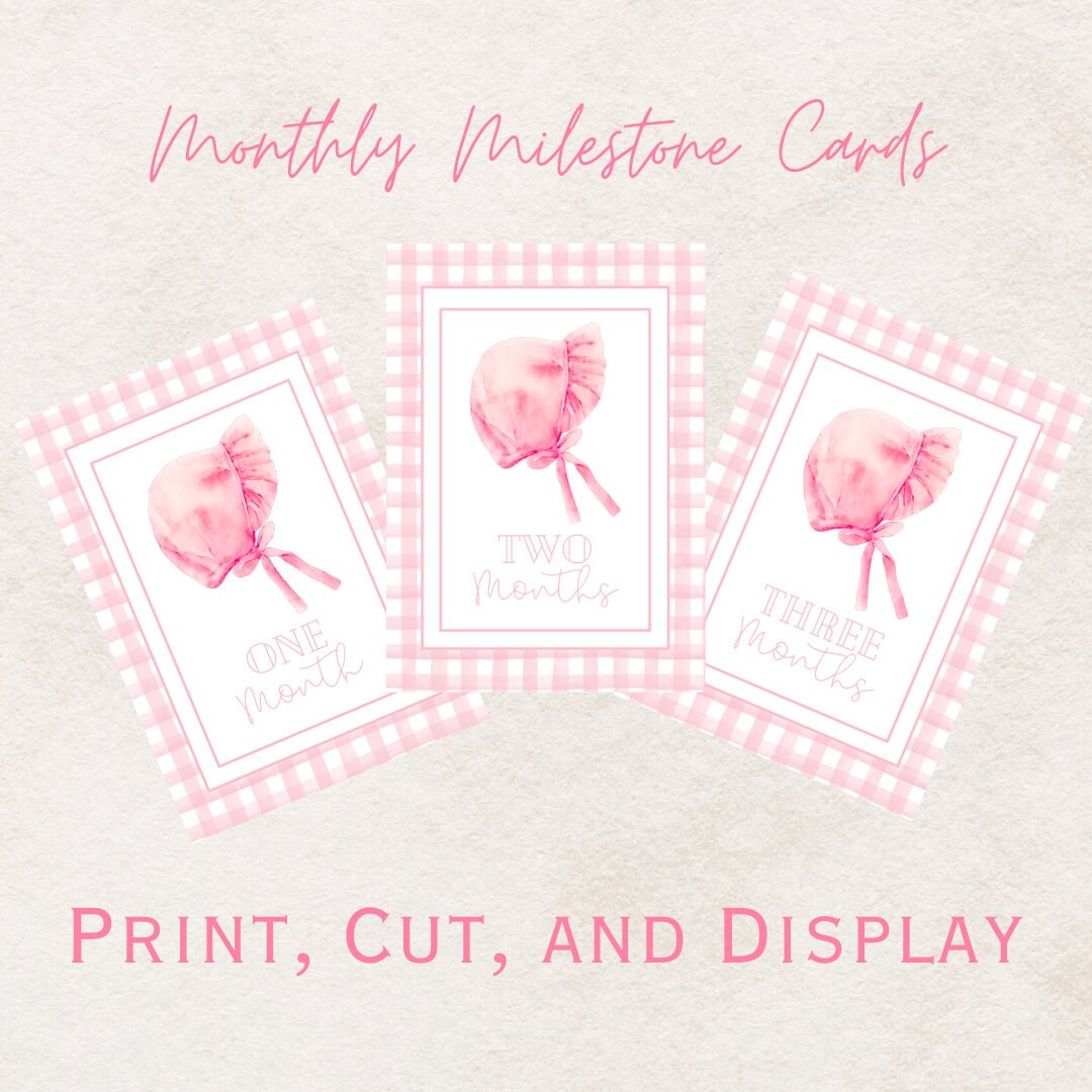 Watercolor Baby Girl Printable Monthly Milestone Cards – 12 Adorable ...