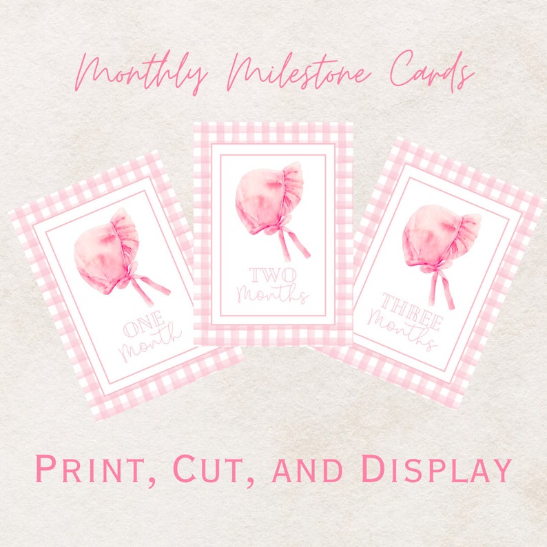 Watercolor Baby Girl Printable Monthly Milestone Cards – 12 Adorable ...