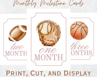 Baby Boy Watercolor Printable Monthly Milestone Cards - Instant ...