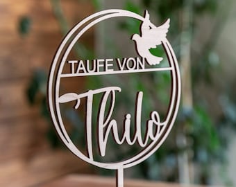 Caketopper Taufe mit Namen personalisiert | Taube | Taufdeko