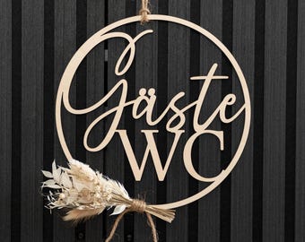Holzkranz Gäste WC Ø20cm oder Ø24cm | Türkranz Gäste WC mit Baumwolle oder Jute