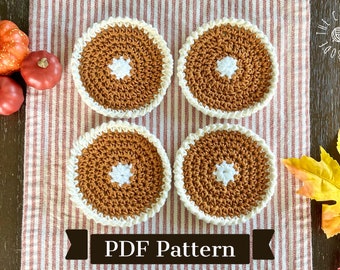 PDF Crochet Pattern | Mini Pumpkin Pie Coasters | Pattern with Pictures | Beginner Friendly | Fall Decor | Gift ideas| DIY| Thanksgiving