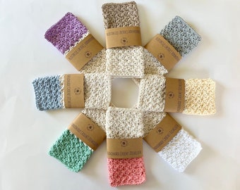 Lavette en coton faite main au crochet | Conception de blocs de couleur