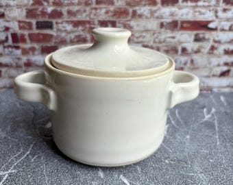 Glossy White Lidded Jar: Ceramic Sugar Bowl, Salt Cellar