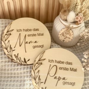 Holz Meilensteine Baby | Mama & Papa | erstes  Wort | Erinnerungsset Baby | Geschenk zur Geburt | Meilenstein Karten | Holzschild Babyfoto