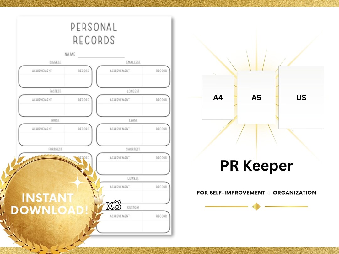 Personal Record Keeper Digital Printable Planner Template Etsy UK