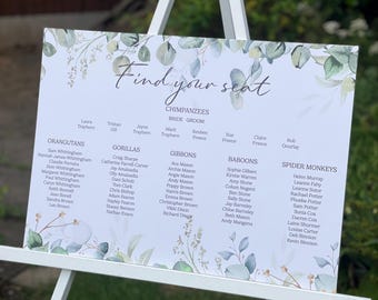 Personalised Wedding Seating Plan, Elegant Eucalyptus Design (Digital Download)