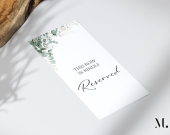 Wedding Row Reserved Sign, Ceremony Aisle Decor, Elegant Cardstock Row Marker
