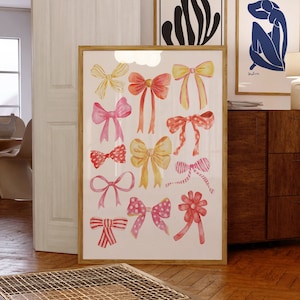 Watercolor Bows Print: Coquette Wall Art (Digital Download)