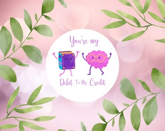 Sticker for Accountants, CPAs, Auditor, “You’re my debit to my credit” gift, love, motivating, Great for Office decorating, Waterproof