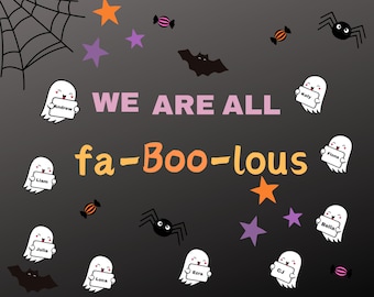 Digital Bulletin Board, Instant PDF Download, Classroom Decor, Fa-Boo-Lous, Halloween, Ghost Board Kit, Editable DIY Bulletin Board