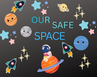 Printable Space Theme Bulletin Board – Classroom Decor Bundle – Instant PDF Download