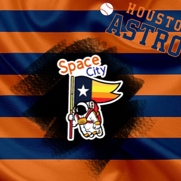 Houston Astros Space City Sticker, Astronaut Holding Flag, H-town, Great Gift for Astros Fans, Houston Sports Team