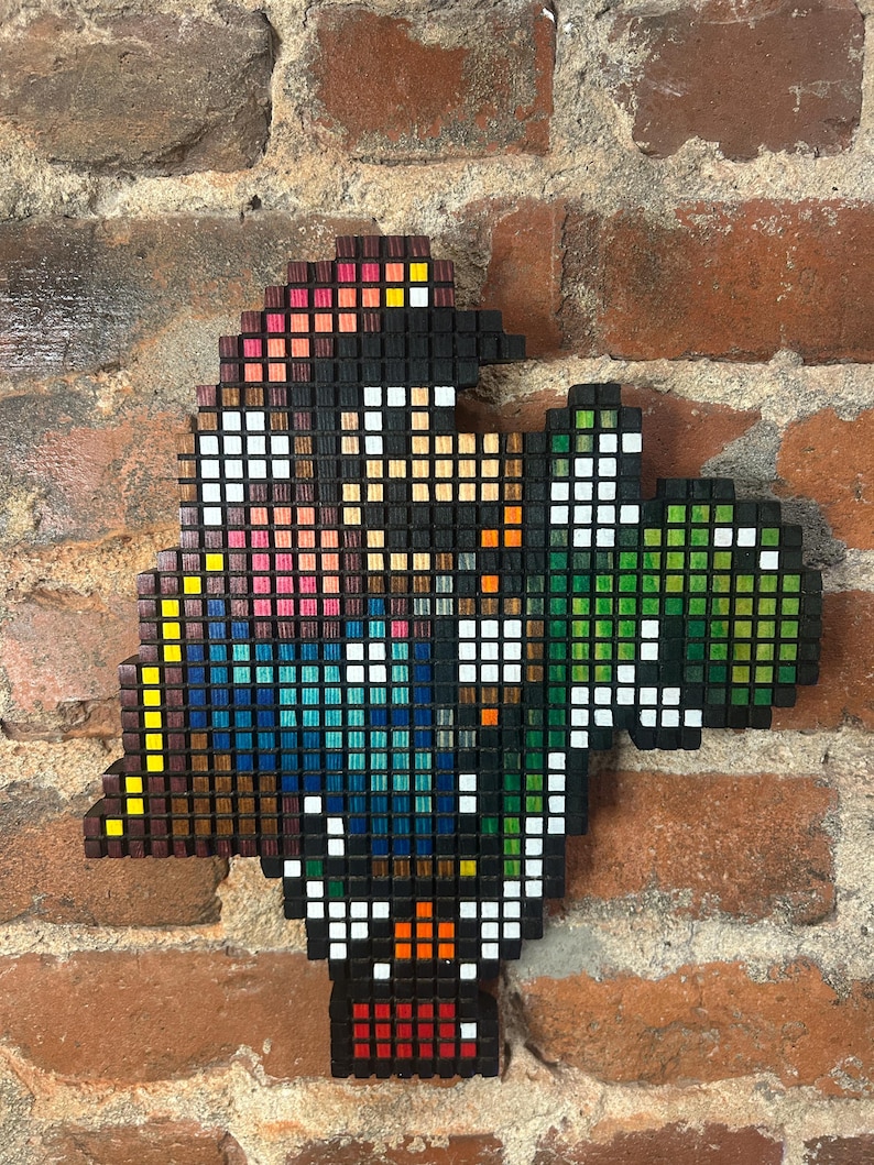 Handmade 8-bit Mario Riding Yoshi Wooden Wall Art - Etsy