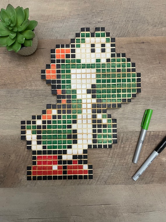 Yoshi Pixel Wood Art Game Room Child's Room Man Cave Etsy