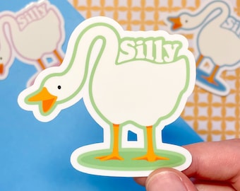 Silly Goose Vinyl Sticker! Handmade Laminated Decal, Premium Quality and Water Resistant, Funny Goose Illustration, Gift For Animal Lovers!