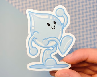 Cute Water Drop Sticker! Handmade 3 Inch Laminated Sticker, Water Resistant Vinyl Sticker. Large Blue Decal for Laptop, Bottle or Skateboard