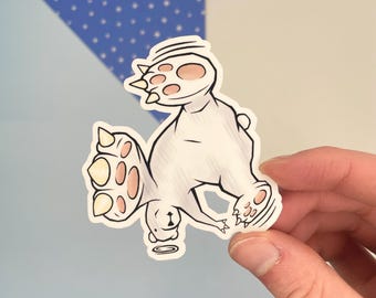 Polar Bear Sticker, Ice Bear Illustration Decal, Funny Animal Decor, Unique Wildlife Drawing, Skydiving Animals, Premium Vinyl Sticker!