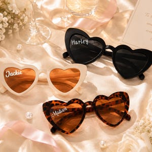 Personalized Heart Sunglasses - Custom Name Bridal Party Favors, Bridesmaid Gifts, Bachelorette & Wedding