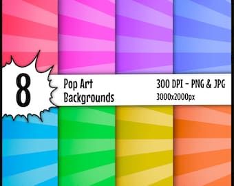 Comic Pop Art Background Wallpaper - Digital Paper - Colorful Cartoon Paper - Cartoon Design - Superhero Paper - Cartoon - Comic Background