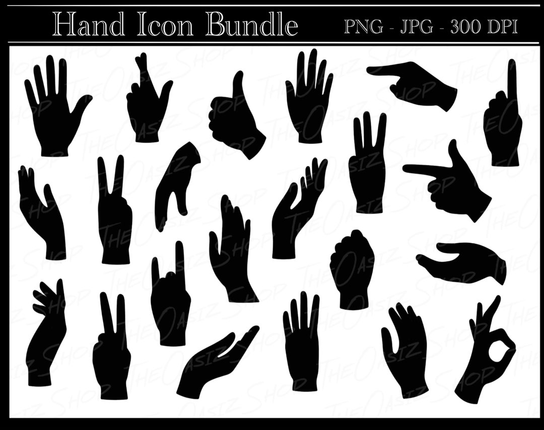 Hand Icon Bundle,hand Prints,hand Print Png,art,double Hands,vinyl ...