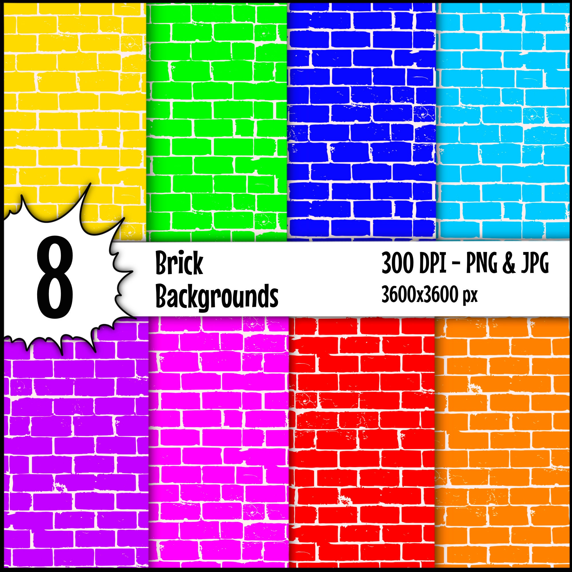 Brick Digital Paper, Brick Background, Distressed Brick, Brick Paper