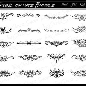 20 Tribal Ornate Borders PNG, Tribal set JPG, Tattoo, Decal, Vinyl, Tribal Clipart Bundle, png / jpg