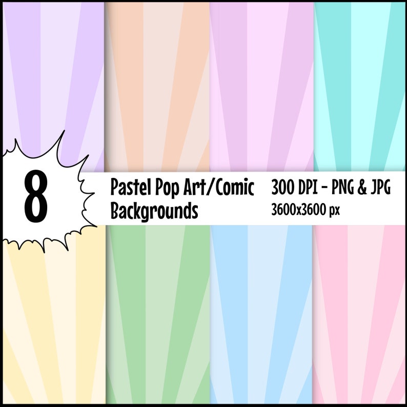 Comic Pastel Pop Art Background Wallpaper - Digital Paper - Colorful