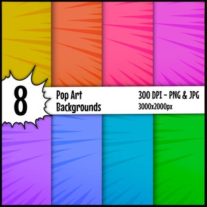 Comic Pop Art Hintergrund Tapete - Digital Paper - Buntes Cartoon Papier - Cartoon Design - Superheld Papier - Cartoon - Comic Hintergrund